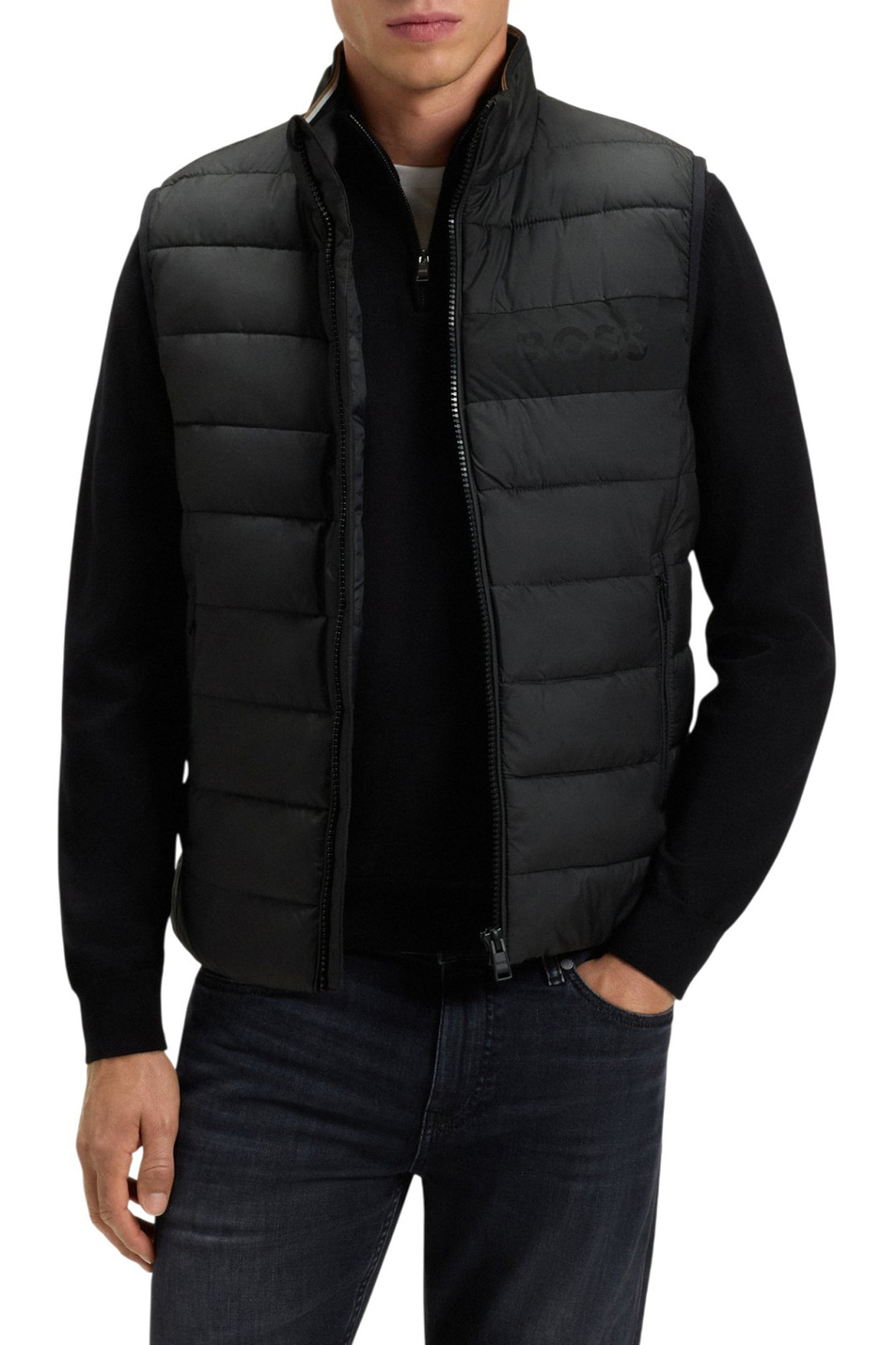 Жилет стеганый с логотипом|Основной цвет:Черный Мужской BOSS Жилет стеганый с логотипом (цвет ), артикул 50518375 | Фото 3