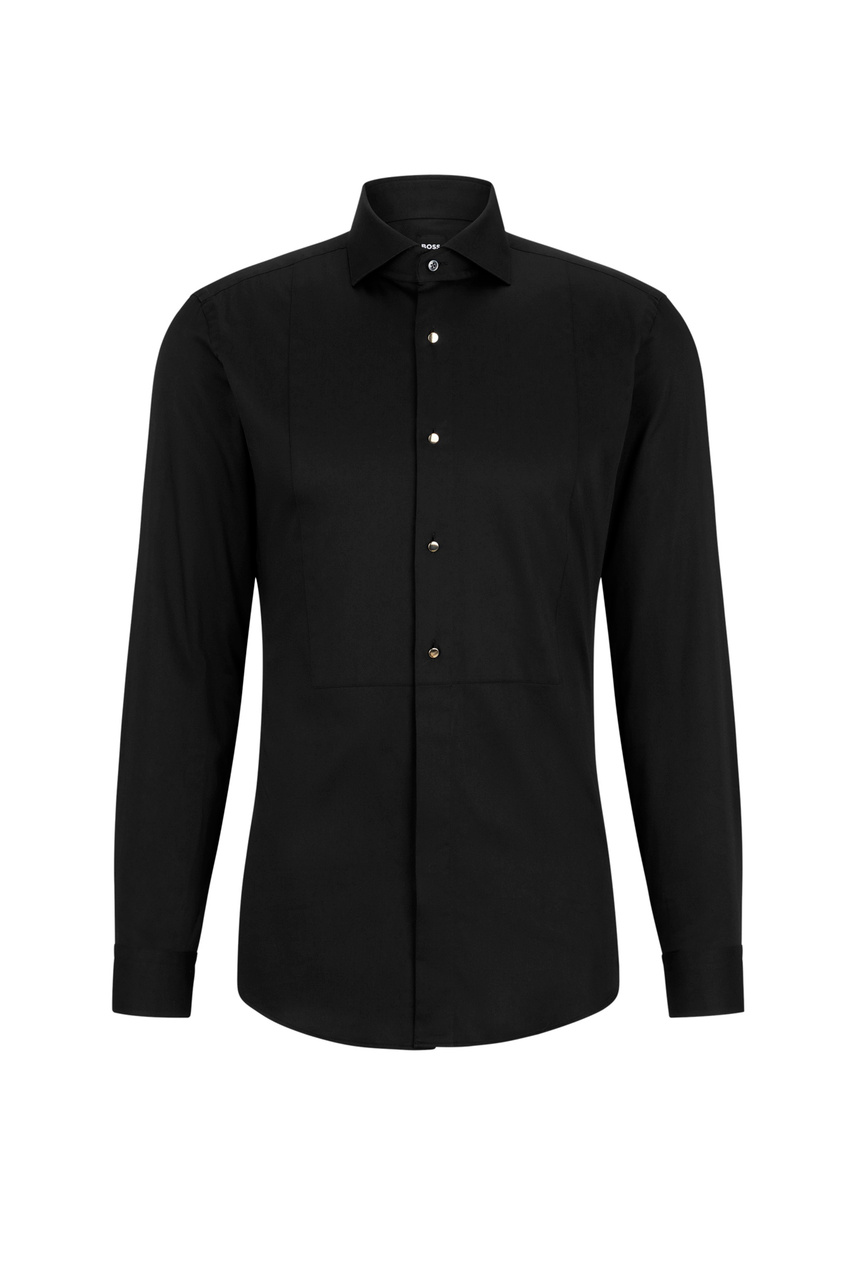 Рубашка из эластичного хлопка|Основной цвет:Черный|Артикул:50484514 | Фото 1