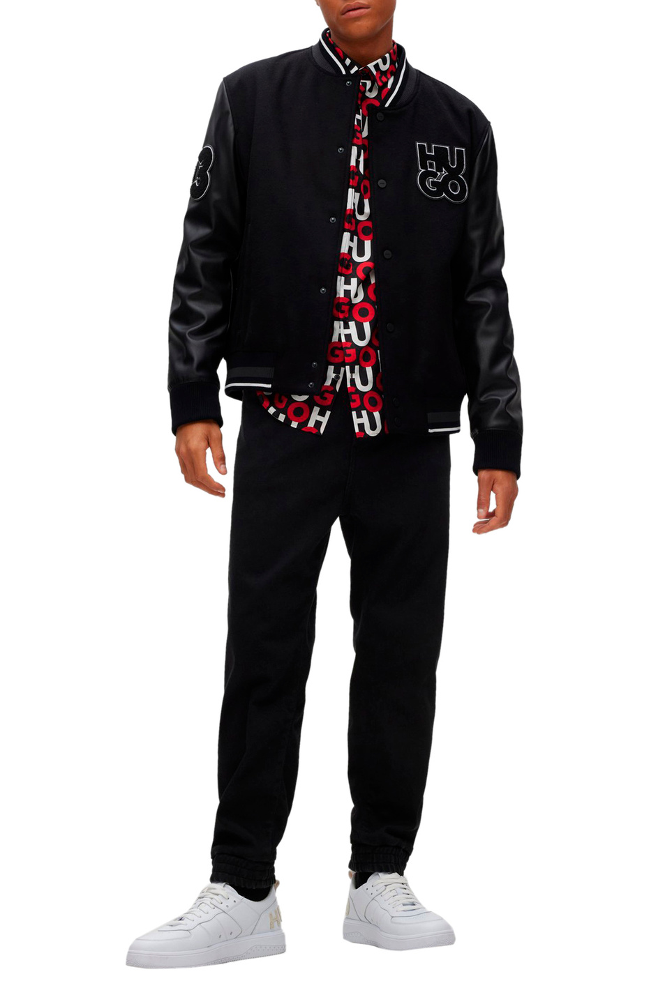 Мужской HUGO Куртка из смесовой шерсти с рукавами из искусственной кожи (цвет ), артикул 50475260 | Фото 2