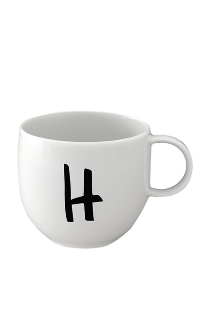 Фарфоровая кружка "H"|Основной цвет:Белый|Артикул:10-1620-6107 | Фото 1