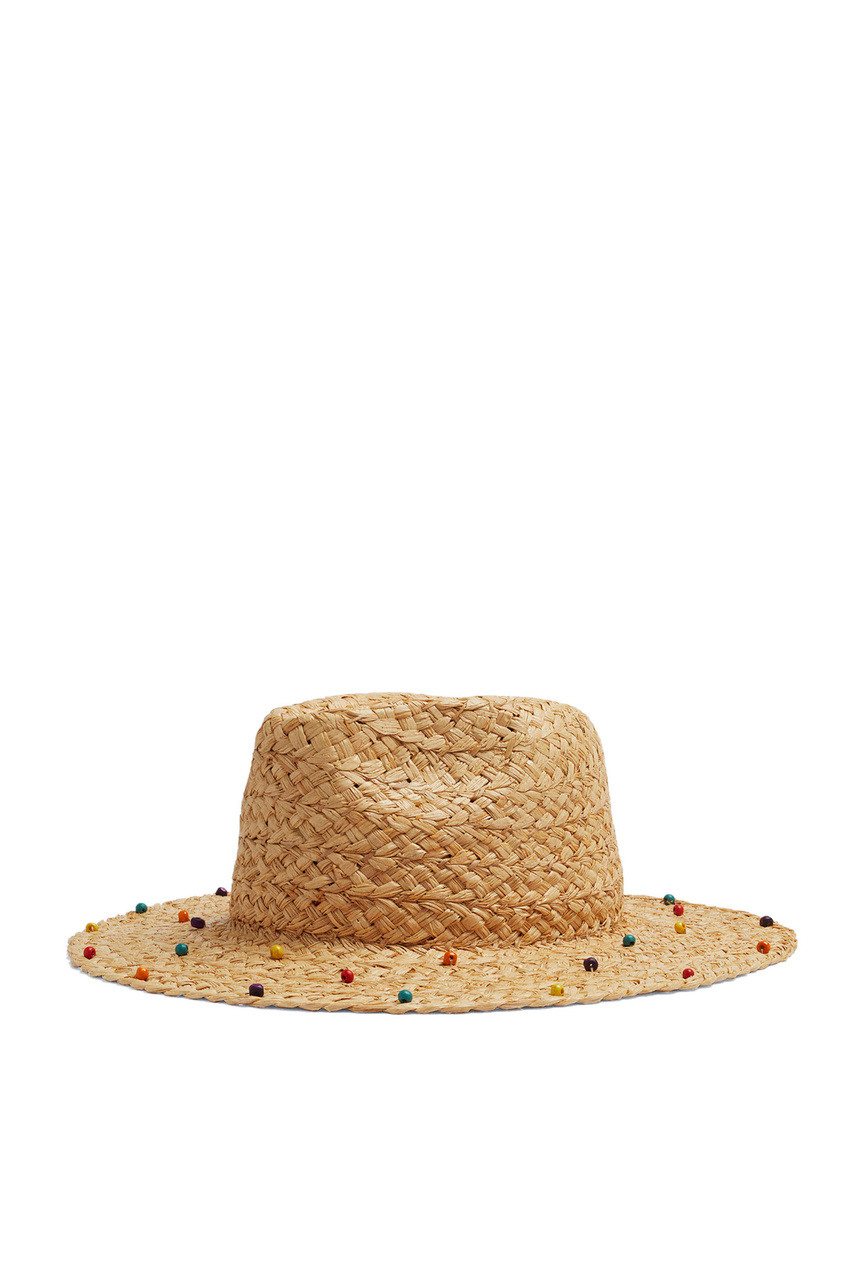 Шляпа с бусинами|Основной цвет:Бежевый|Артикул:206136 | Фото 1