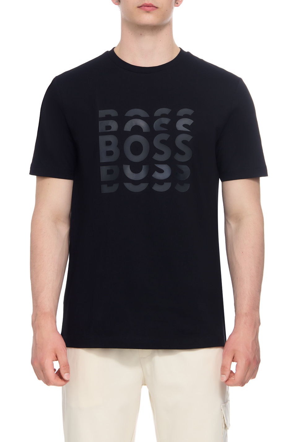 Мужской BOSS Футболка из натурального хлопка с логотипом (цвет ), артикул 50495735 | Фото 1