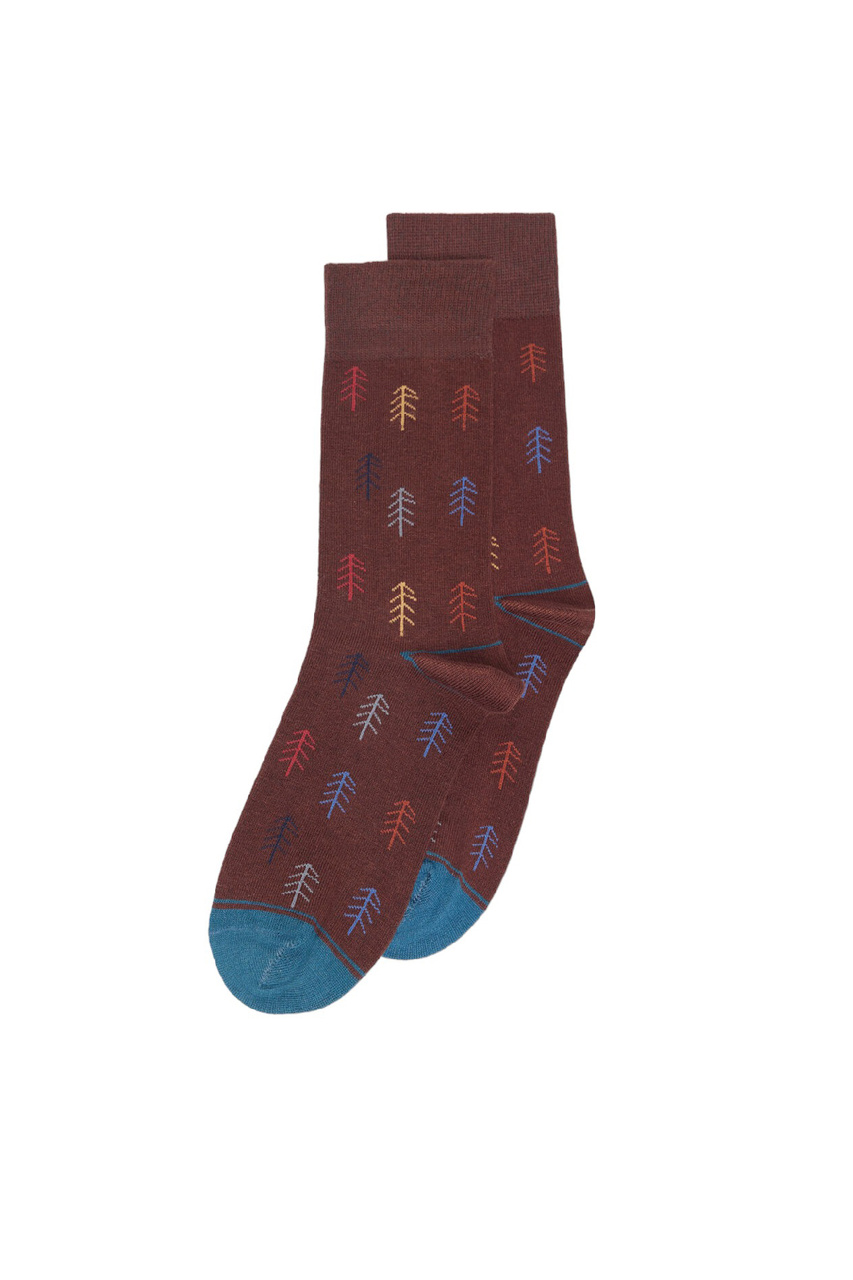 Носки из смесового хлопка с принтом|Основной цвет:Бордовый|Артикул:0656524 | Фото 1