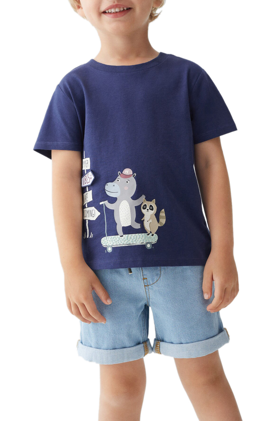 Мальчикам Mango Kids Футболка ROAD из натурального хлопка с принтом (цвет ), артикул 57000846 | Фото 4