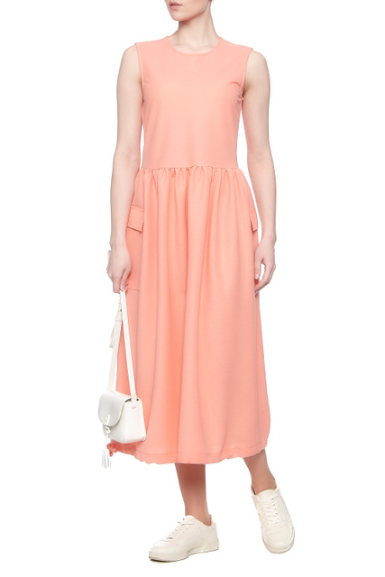 Платье с кулиской по линии низа|Основной цвет:Коралловый|Артикул:3K2A7G-2JQHZ | Фото 1