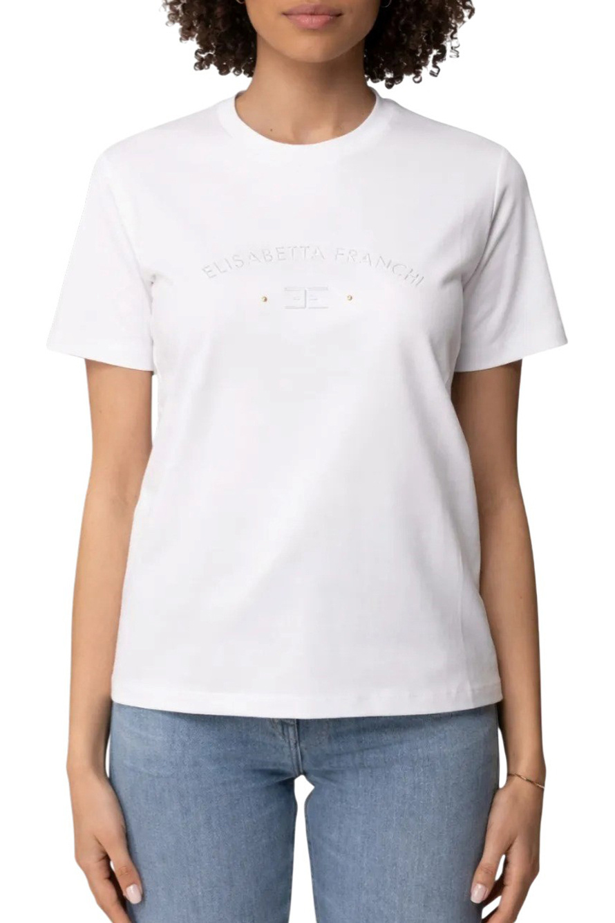 Женский Elisabetta Franchi Футболка из хлопка с логотипом (цвет ), артикул MA01761E2 | Фото 3
