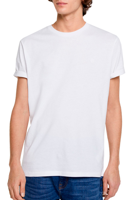 Однотонная футболка из натурального хлопка|Основной цвет:Белый|Артикул:7122219 | Фото 1
