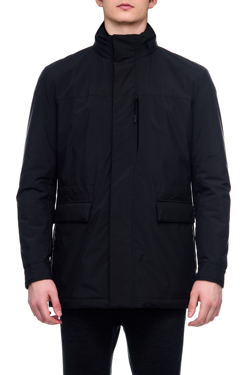 Куртка на молнии с воротником-стойкой|Основной цвет:Черный|Артикул:UBT35A5-B220B-1-R | Фото 1