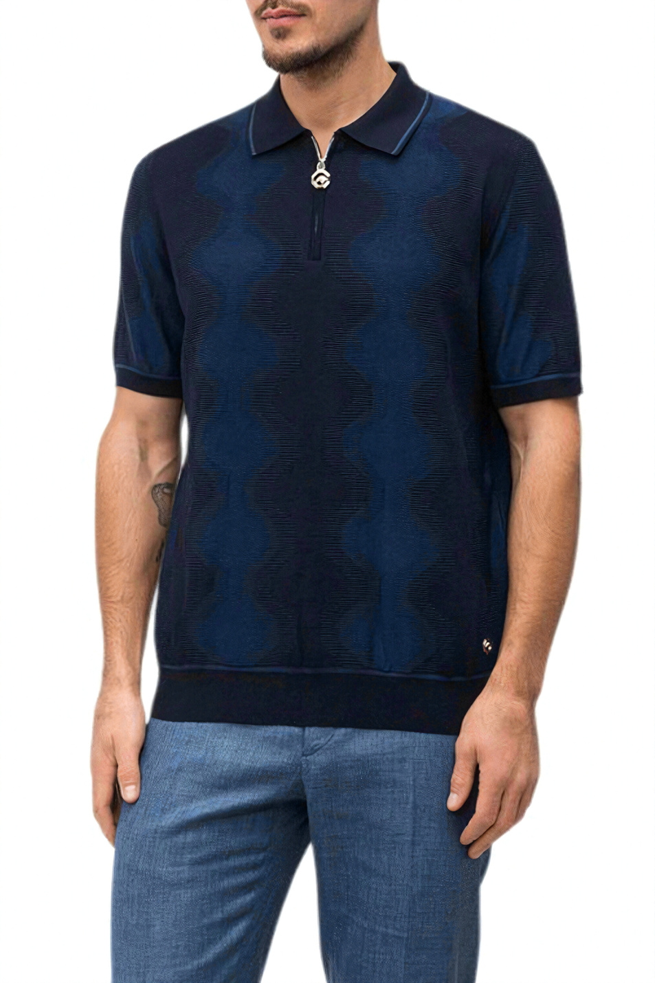 Мужской Stefano Ricci Поло из шелка и хлопка (цвет ), артикул K818105P31-F26171 | Фото 4