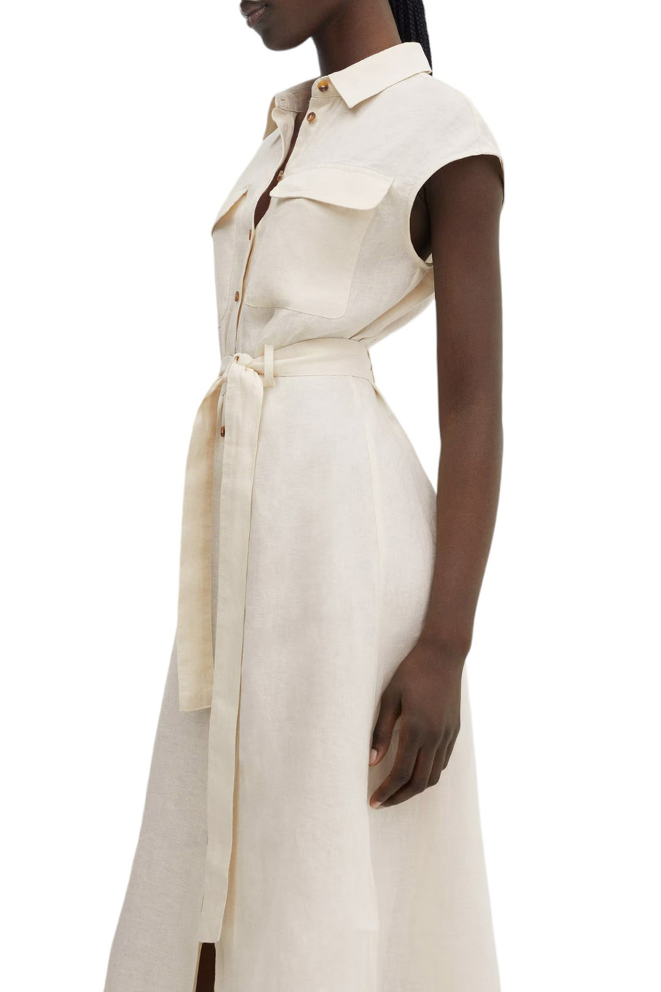 Женский Mango Платье-рубашка QUITO из чистого льна (цвет ), артикул 67017113 | Фото 3