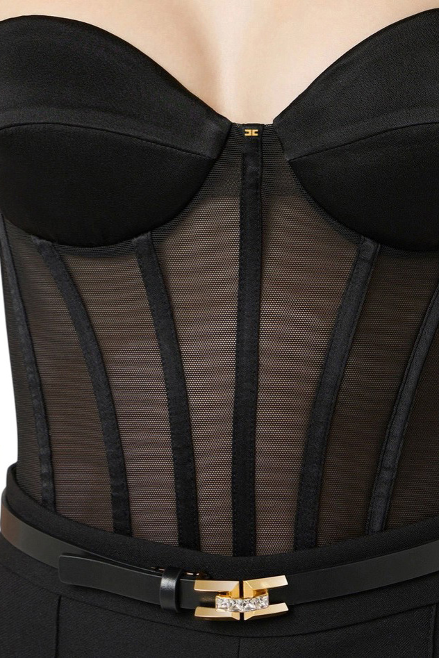 Женский Elisabetta Franchi Топ-бюстье с прозрачными вставками (цвет ), артикул TO05162E2 | Фото 5