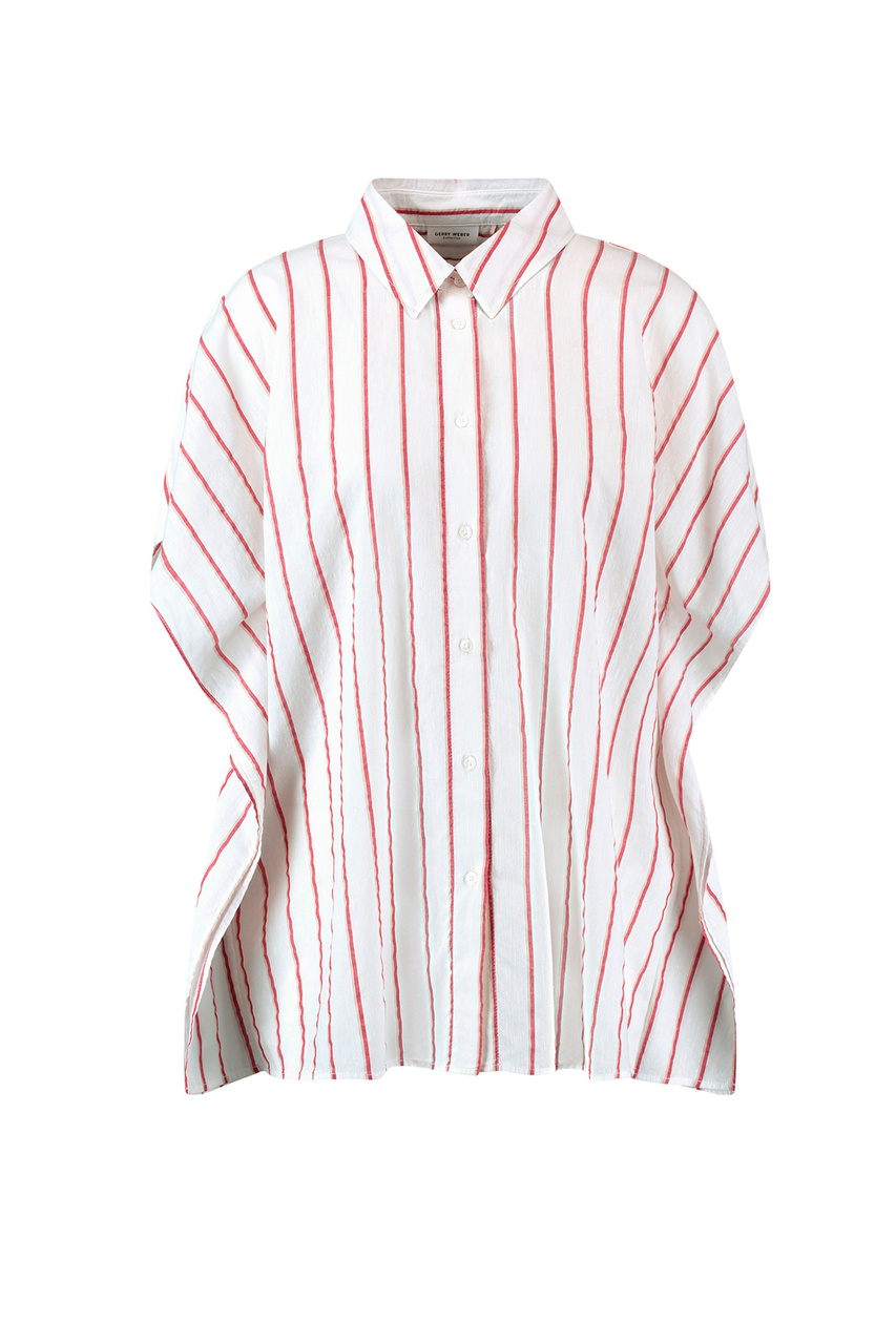 Рубашка из смесового хлопка в полоску|Основной цвет:Разноцветный|Артикул:760033-31425 | Фото 1