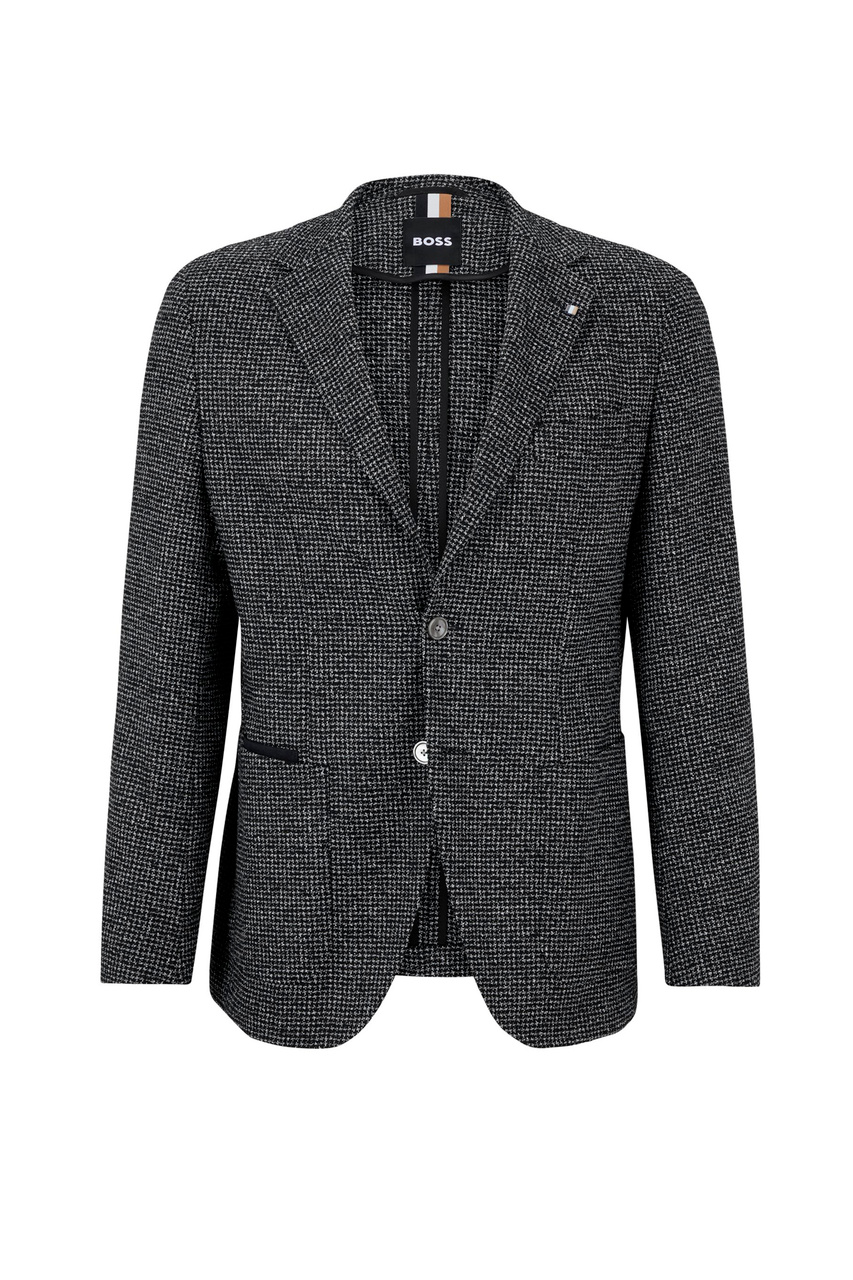 Пиджак прямого кроя с накладными карманами|Основной цвет:Черный|Артикул:50479521 | Фото 1