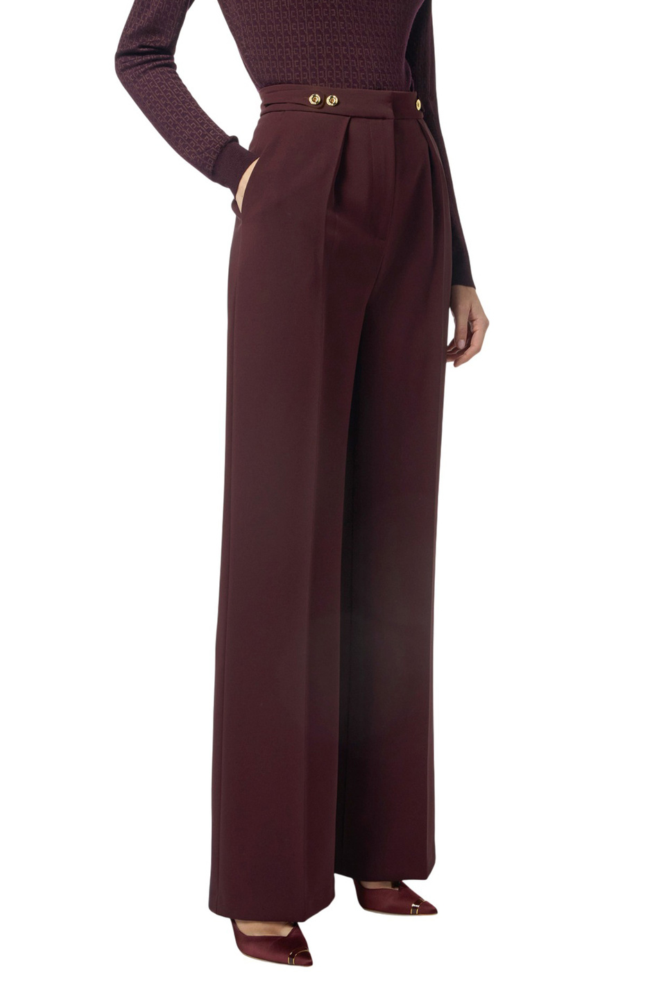 Женский Elisabetta Franchi Брюки с акцентными пуговицами (цвет ), артикул PA09956E2 | Фото 3