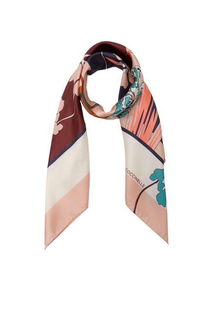 Шелковый платок с принтом|Основной цвет:Пудровый|Артикул:E7LY1380701 | Фото 2