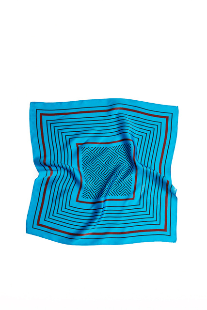 Платок ALFA из натурального шелка|Основной цвет:Голубой|Артикул:17095957 | Фото 1