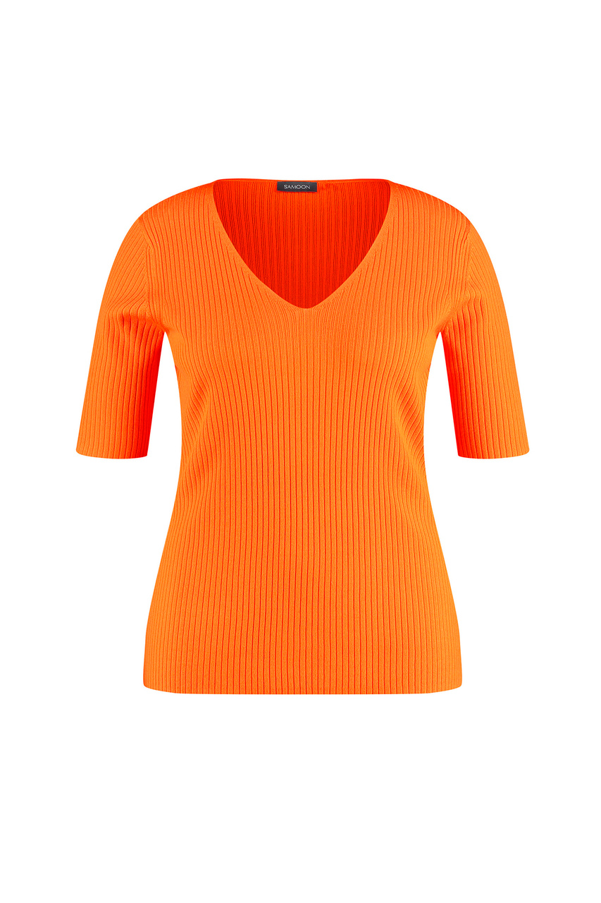 Джемпер с V-образным вырезом|Основной цвет:Оранжевый|Артикул:972990-29531 | Фото 1