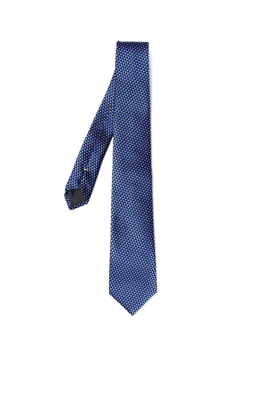 Галстук из шелка с жаккардовым узором|Основной цвет:Синий|Артикул:18HJ03576 | Фото 1