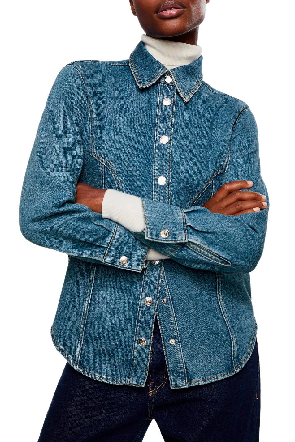 Женский Mango Рубашка джинсовая SHANTAL из натурального хлопка (цвет ), артикул 37064399 | Фото 3