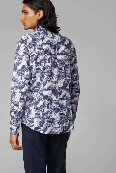 BOSS Рубашка из натурального хлопка с принтом Ronni (Синий цвет), артикул 50428496 | Фото 4