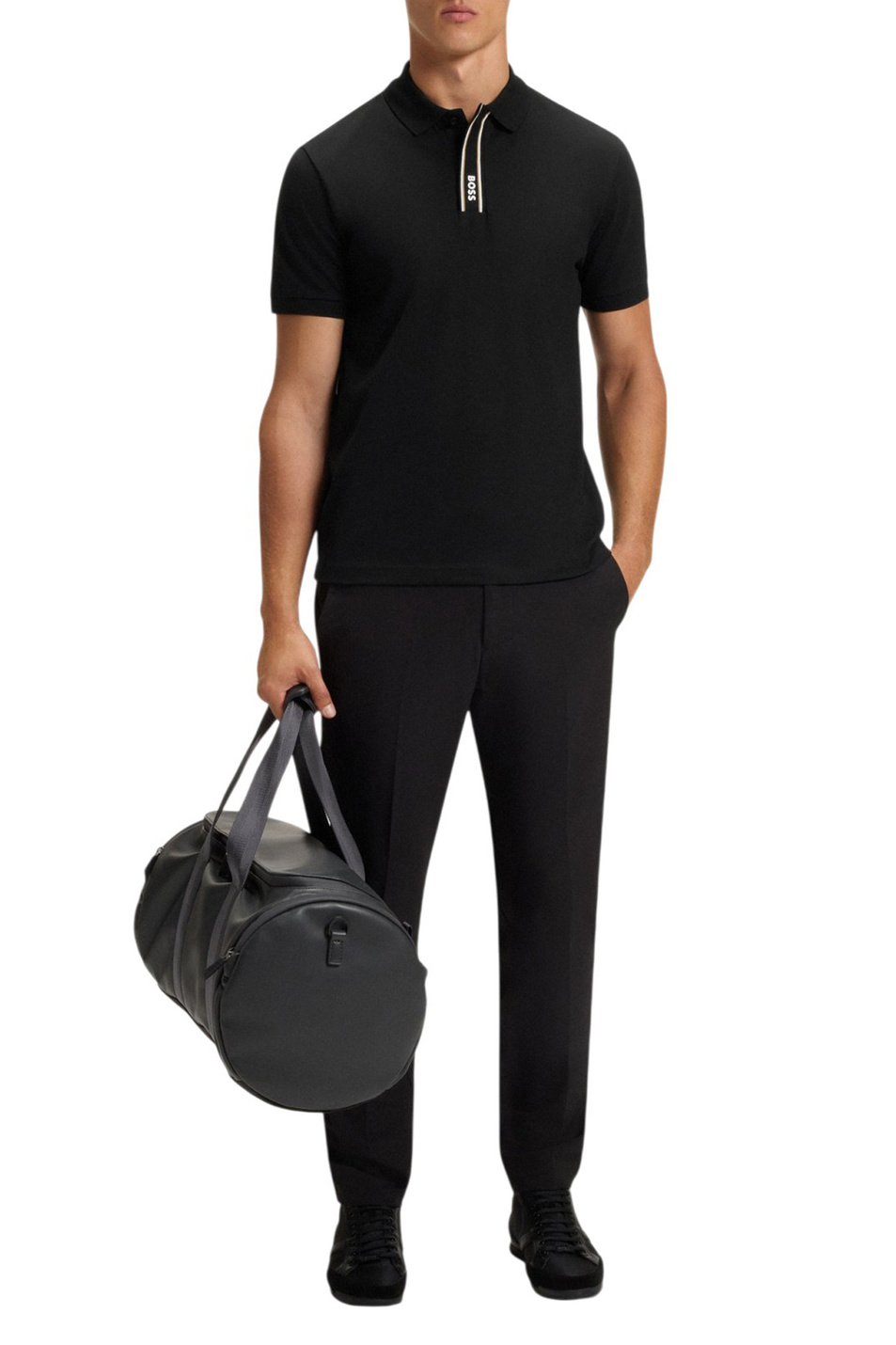 Поло Paddy из эластичного хлопка|Основной цвет:Черный Мужской BOSS Поло Paddy из эластичного хлопка (цвет ), артикул 50549362 | Фото 2