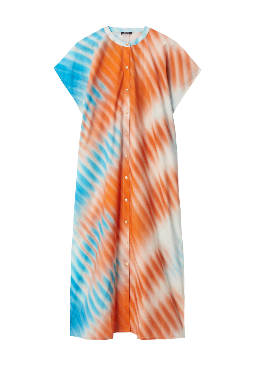 Платье из натурального хлопка с принтом|Основной цвет:Разноцветный|Артикул:221013 | Фото 1