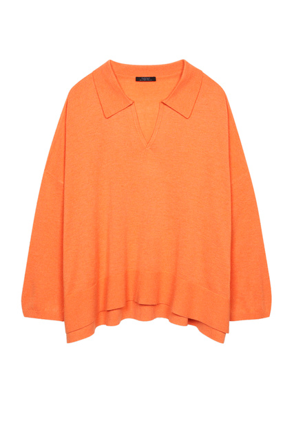 Джемпер с отложным воротником|Основной цвет:Оранжевый|Артикул:200061 | Фото 1