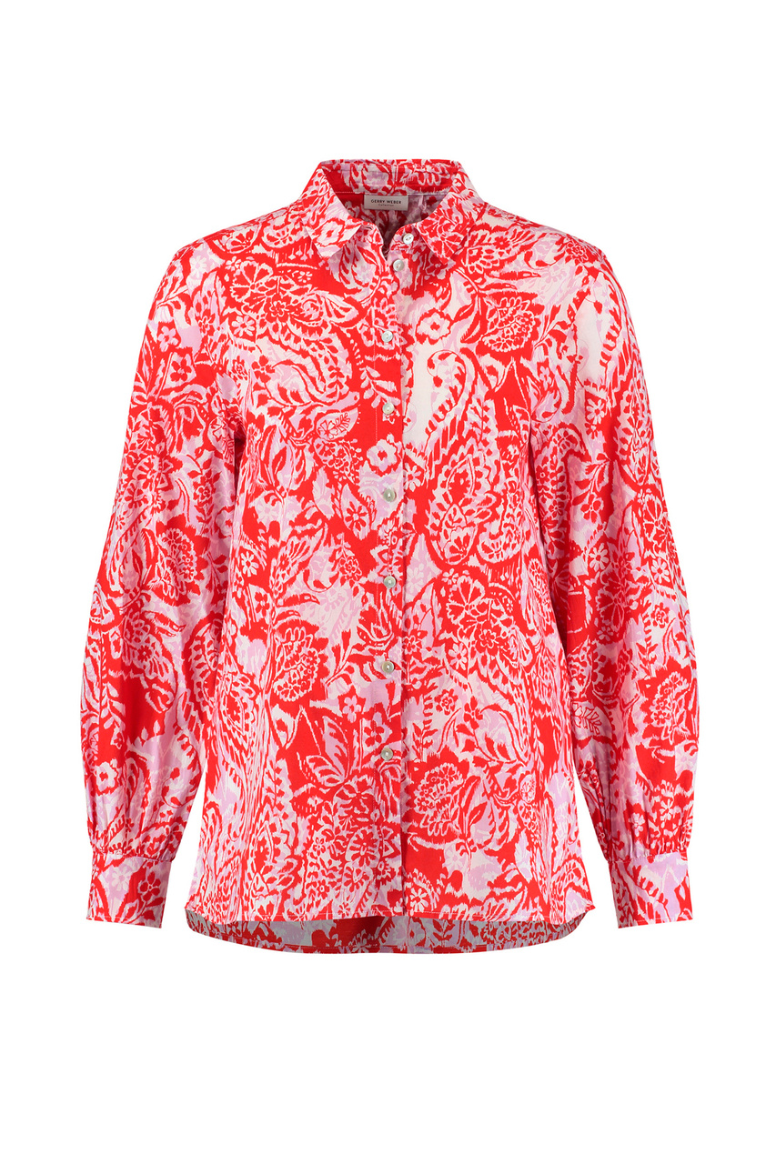 Блузка из натурального хлопка с принтом|Основной цвет:Красный|Артикул:160013-31410 | Фото 1