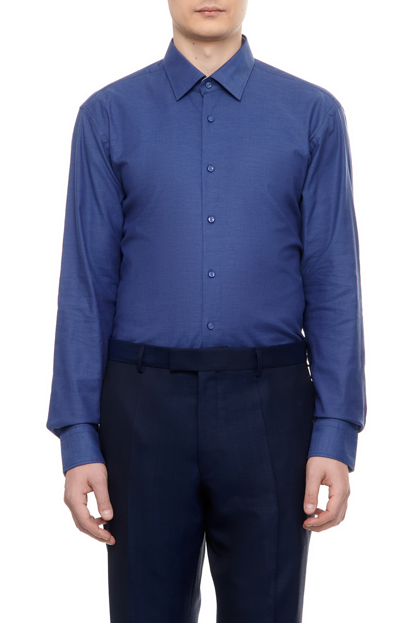 Рубашка из эластичного хлопка|Основной цвет:Синий|Артикул:50508772 | Фото 1