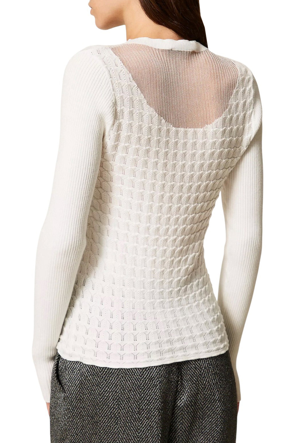 Женский TWINSET Milano Джемпер с полупрозрачной вставкой (цвет ), артикул 252AT3020 | Фото 4