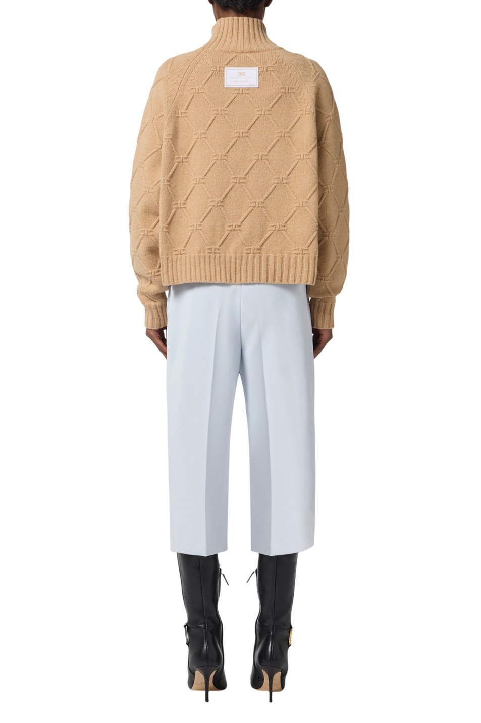 Свитер из шерсти и кашемира|Основной цвет:Бежевый Женский Elisabetta Franchi Свитер из шерсти и кашемира (цвет ), артикул MK55T57E2 | Фото 4