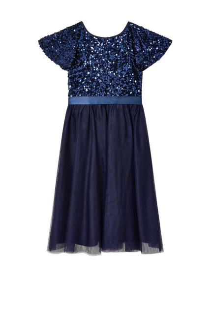 Нарядное платье с лифом из пайеток|Основной цвет:Синий|Артикул:215088 | Фото 2