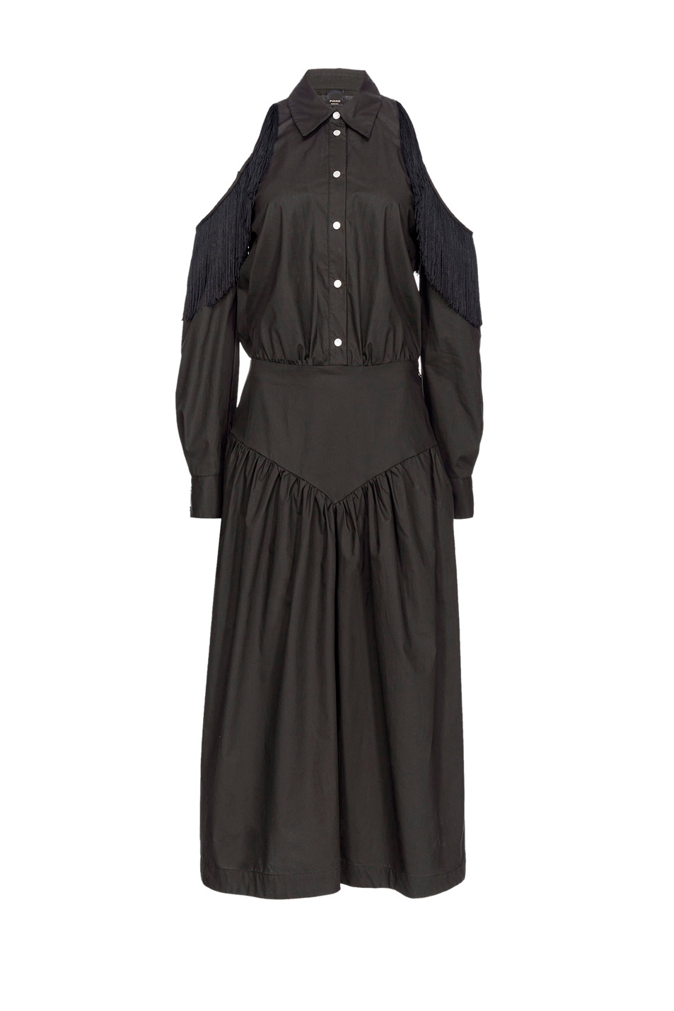 Женский Pinko Платье-рубашка HAZZARD с открытыми плечами и бахромой (цвет ), артикул 103630A1X8 | Фото 1