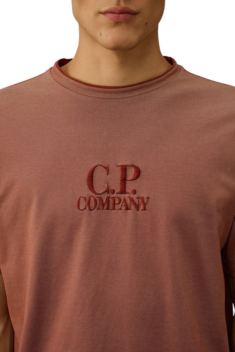 Футболка из смесового хлопка|Основной цвет:Коричневый Мужской C.P. Company Футболка из смесового хлопка (цвет ), артикул 18CMTS133A006263G | Фото 5