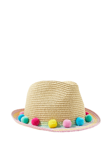 Шляпа с помпонами для девочек|Основной цвет:Мультиколор|Артикул:383076 | Фото 1