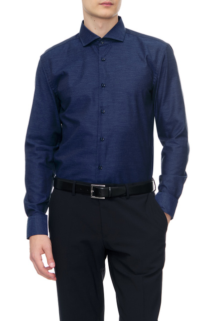 Рубашка из натурального хлопка|Основной цвет:Синий|Артикул:50478639 | Фото 1