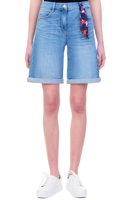 Джинсовые шорты с эффектом потертости|Основной цвет:Голубой|Артикул:822088-66815-Shorts | Фото 1
