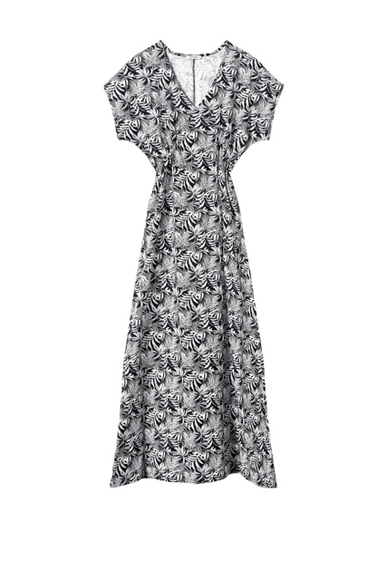 Платье из натурального хлопка с растительным принтом|Основной цвет:Черный|Артикул:462110 | Фото 1