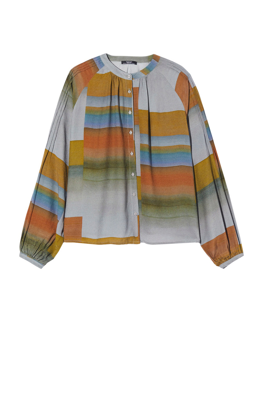 Блузка с пышными рукавами|Основной цвет:Разноцветный|Артикул:215966 | Фото 1