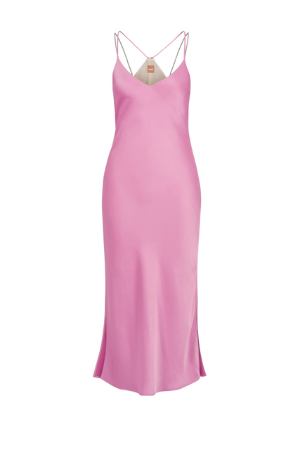 Атласное платье на бретелях|Основной цвет:Розовый|Артикул:50482508 | Фото 1