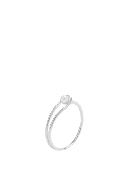 Кольцо с искусственной жемчужиной|Основной цвет:Серебристый|Артикул:198632 | Фото 1