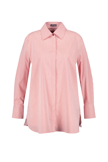 Рубашка из смесового хлопка в полоску|Основной цвет:Красный|Артикул:960992-29244 | Фото 1