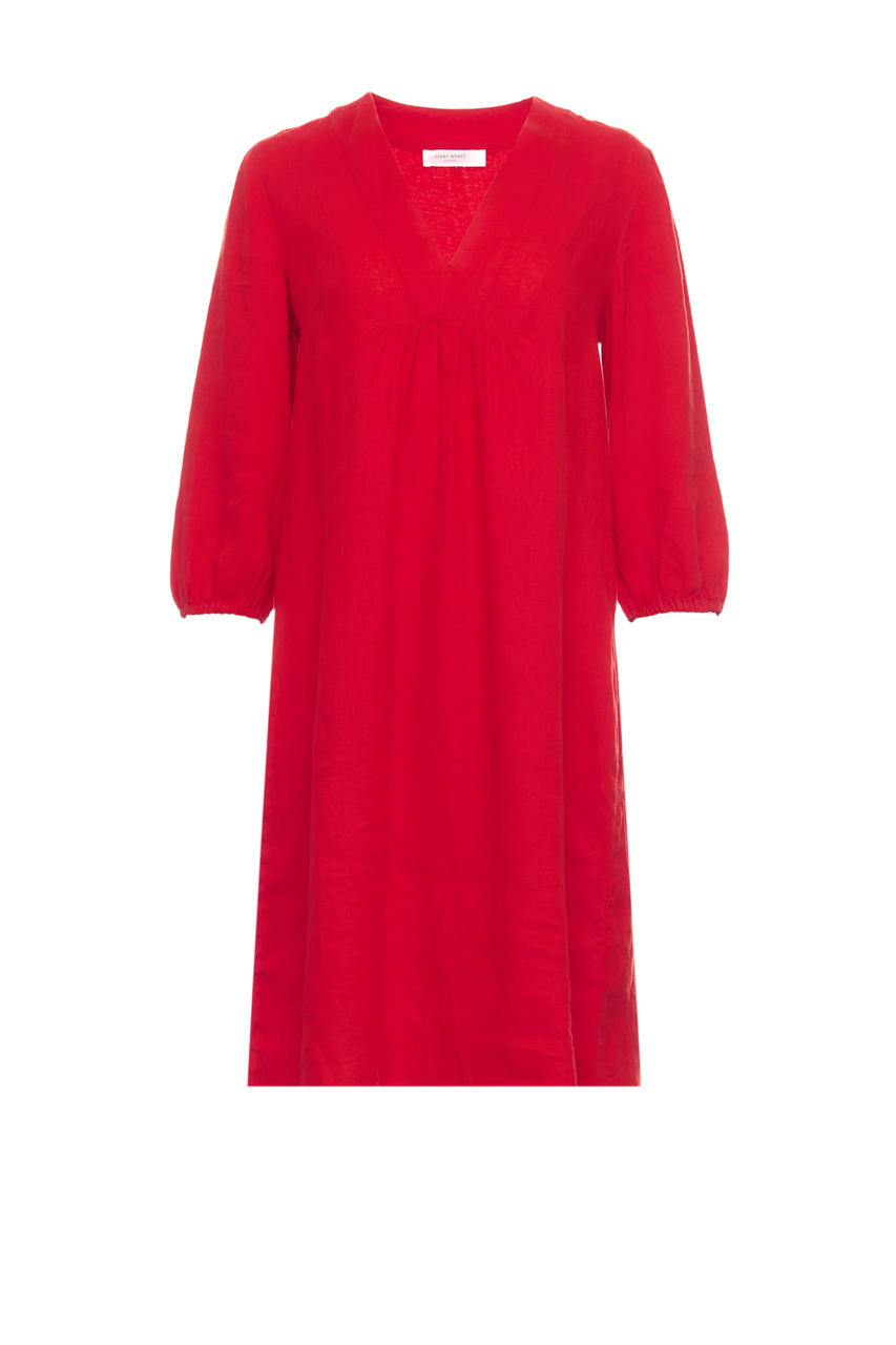 Платье из чистого льна|Основной цвет:Красный|Артикул:885002-66435 | Фото 1