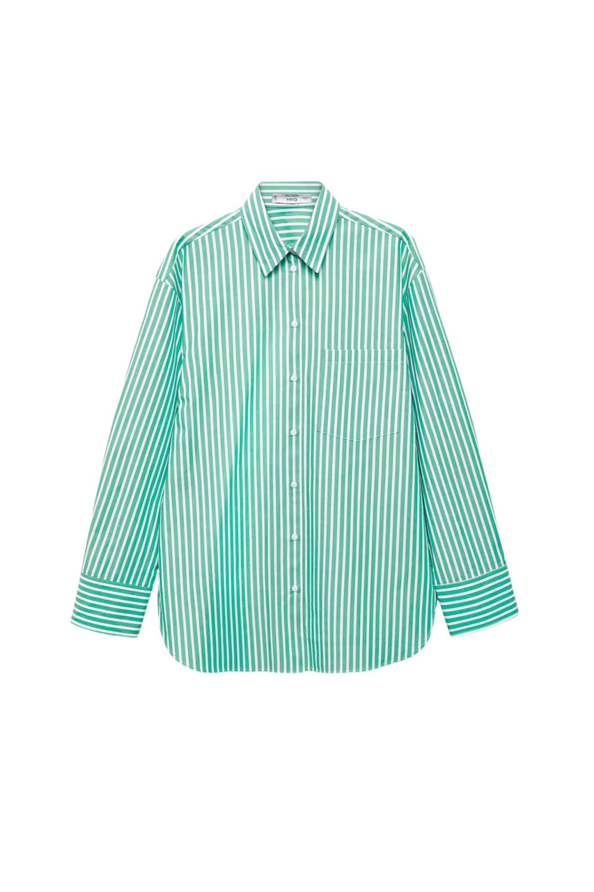 Рубашка JUANES из натурального хлопка в полоску|Основной цвет:Зеленый|Артикул:67015738 | Фото 1