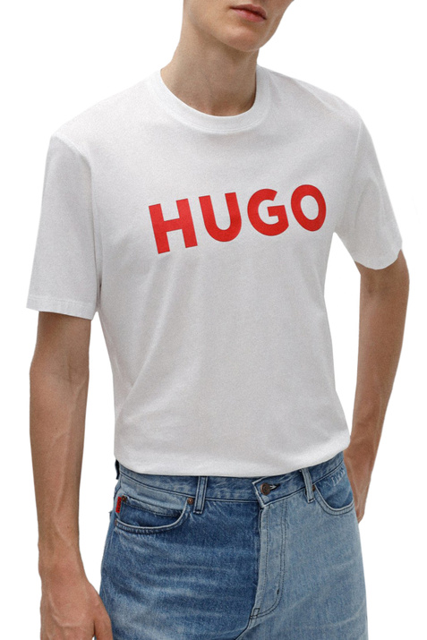 HUGO Футболка из натурального хлопка с крупным логотипом ( цвет), артикул 50467556 | Фото 3