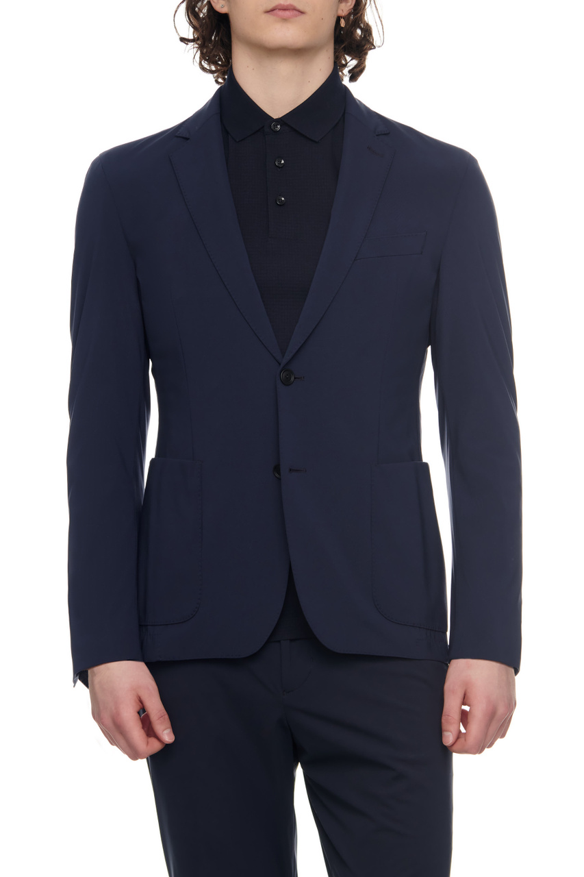 Приталенный пиджак|Основной цвет:Синий|Артикул:50488264 | Фото 1