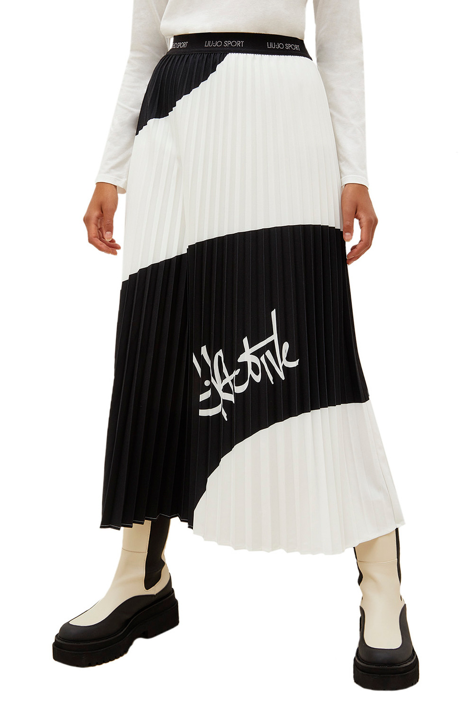 Liu Jo Плиссированная юбка с лого на поясе (цвет ), артикул TF2163TS423 | Фото 3
