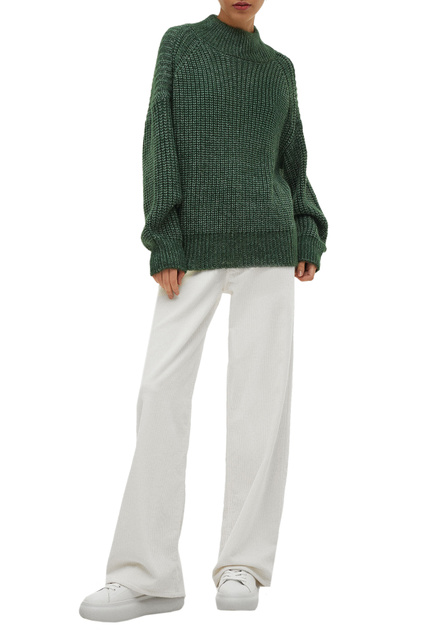 Вязаный свитер с высоким воротником|Основной цвет:Зеленый|Артикул:191028 | Фото 2