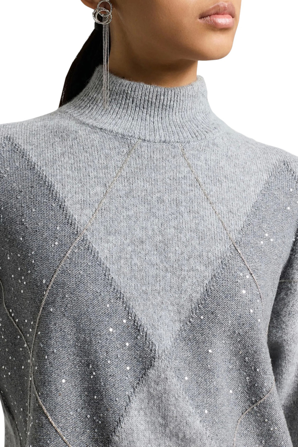 Джемпер с пайетками|Основной цвет:Серый Женский Peserico Джемпер с пайетками (цвет ), артикул S99391F07-9283H | Фото 6