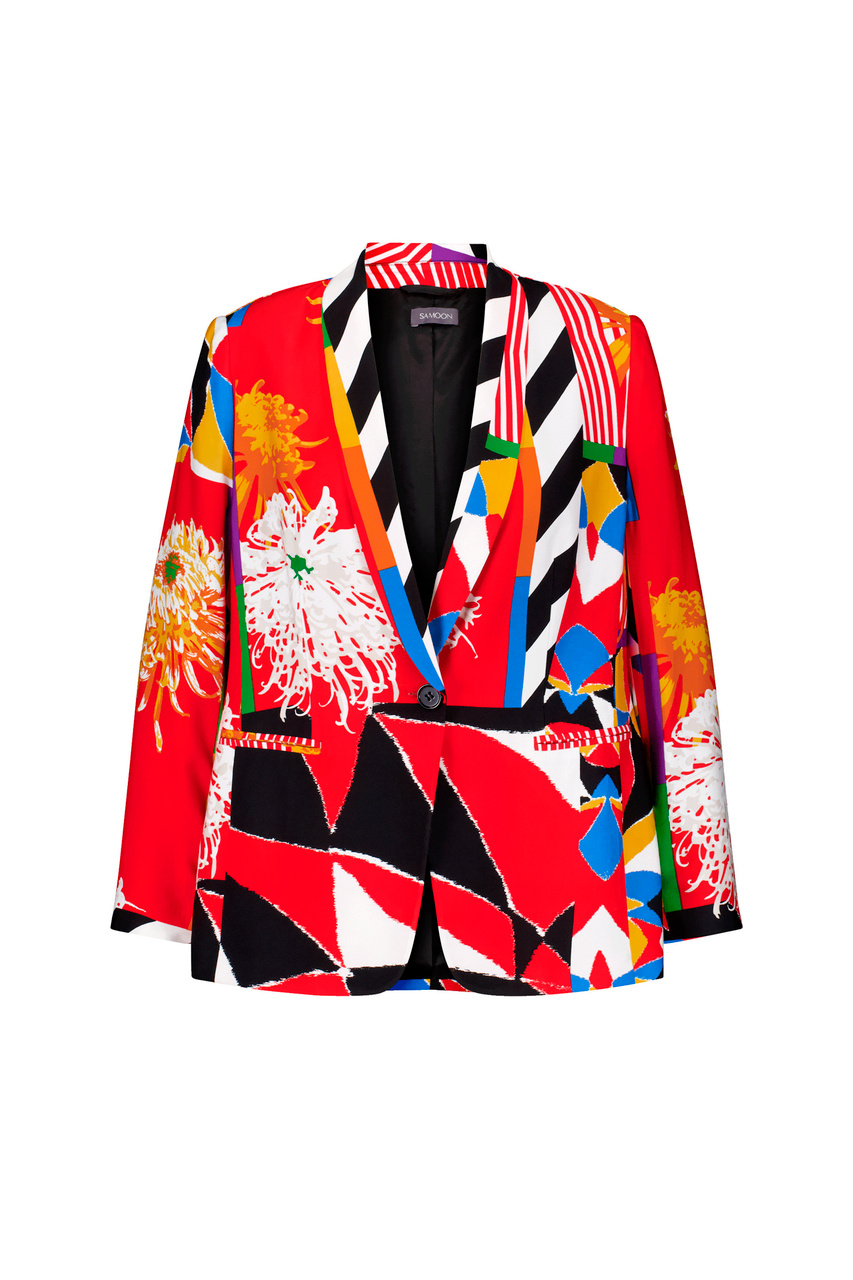 Пиджак с принтом|Основной цвет:Разноцветный|Артикул:430014-21308 | Фото 1